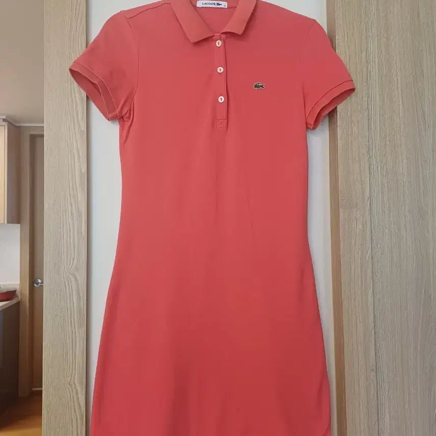 [BUNJANG] Lacoste Pique Dress Coral Size 55 / 라코스테 피케 원피스 코랄 55