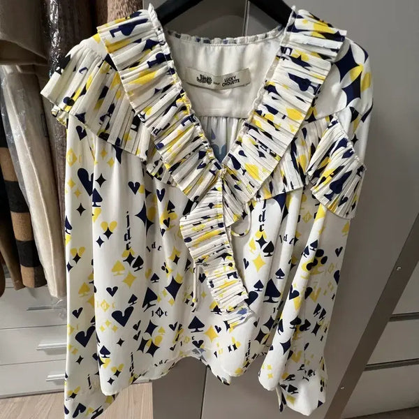 [BUNJANG] Lucky Chouette Ruffle Blouse / 럭키슈에뜨 러플블라우스