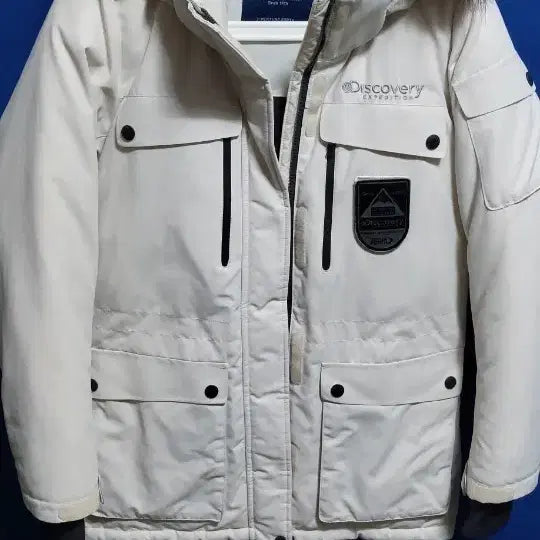 [BUNJANG] Discovery Expedition White Unisex Padded Jacket / 디스커버리 패딩 화이트 남녀공용. 90