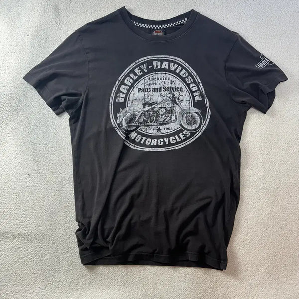 [BUNJANG] Harley Davidson Vintage Motorcycle Printing Short Sleeve T-Shirt / 100 할리데이비슨 빈티지 모터사이클 프린팅 반팔 티셔츠 #247