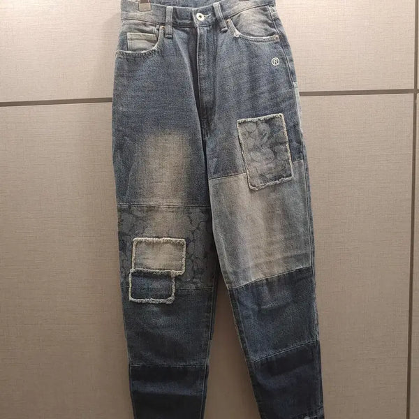 [BUNJANG] BAPE Camo Patchwork Leather Tab Denim Pants / [XXS,22~23인치] 베이프 카모 패치워크 레더탭 데님 팬츠