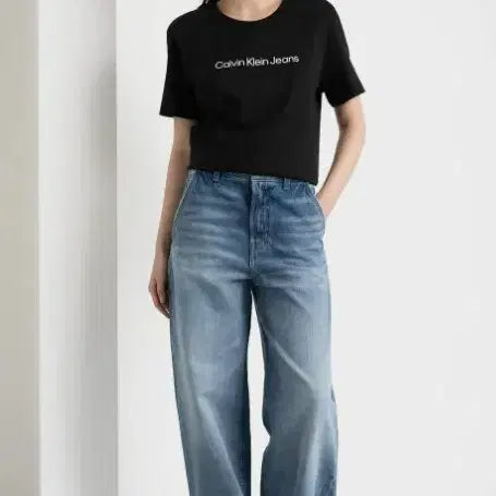 [BUNJANG] Calvin Klein Logo Short Sleeve T-Shirt (New) / (새상품)캘빈클라인 로고 반팔 티셔츠