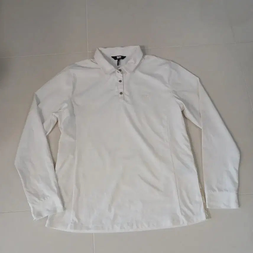[BUNJANG] DKNY Women's Long Sleeve Polo Shirt - White / DKNY 골프 여성 긴팔 카라티 화이트