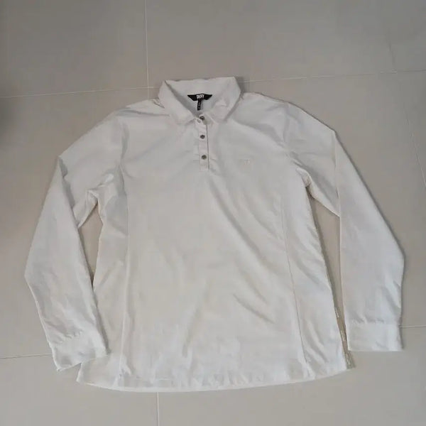 [BUNJANG] DKNY Women's Long Sleeve Polo Shirt - White / DKNY 골프 여성 긴팔 카라티 화이트