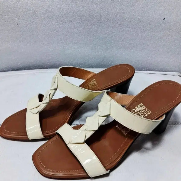 [BUNJANG] Salvatore Ferragamo Ivory Woven Mule Sandals (Size 6.5) / 페레가모정품뮬샌들