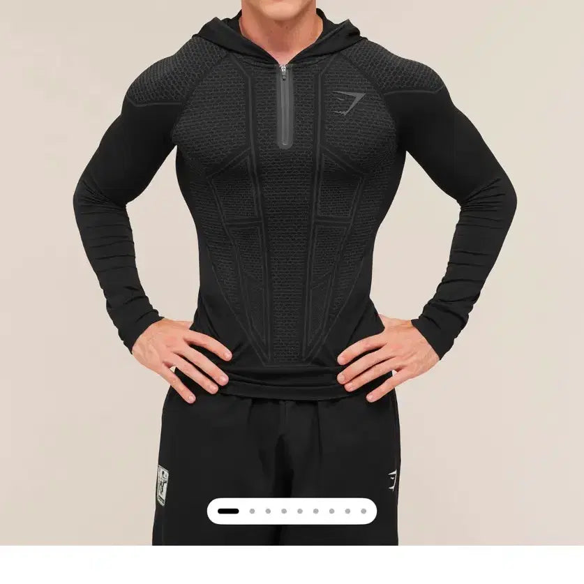 [BUNJANG] Gymshark Onyx V1 Hoodie Black Grey L / 짐샤크 오닉스 v1 후드 블랙 그레이 L