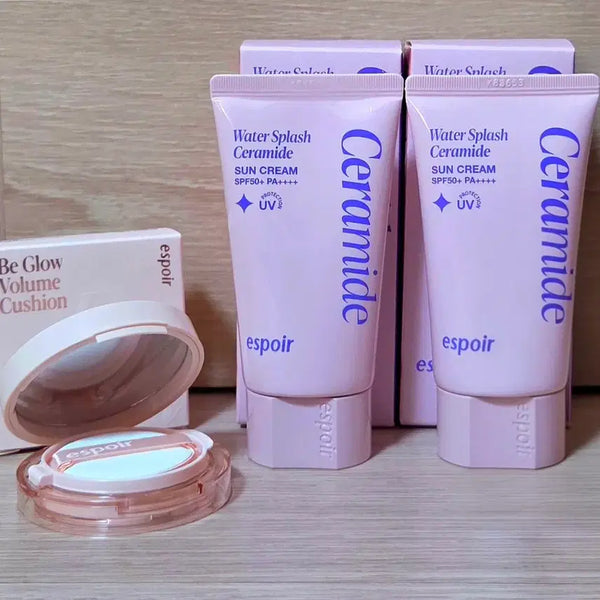 [BUNJANG] Espoir Water Splash Ceramide Sun Cream (2-Pack) with Be Glow Mini Cushion / 속광톤업/ 워터 스플래쉬 세라마이드 선크림 2개 + 비글로우 미니쿠션