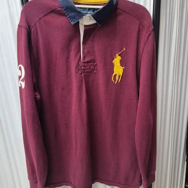 [BUNJANG] Polo Ralph Lauren Big Pony Long Sleeve Polo Shirt Burgundy / 폴로 랄프로렌 빅포니 긴팔 카라티 와인색/ 100