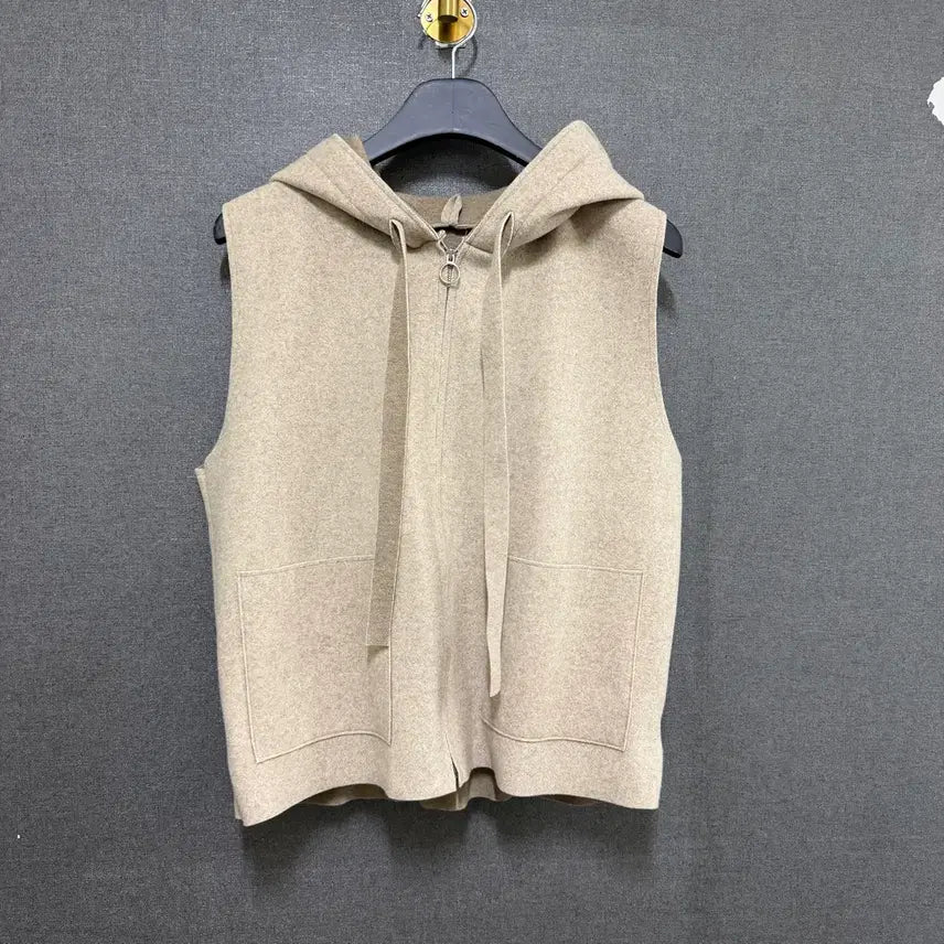 [BUNJANG] Women's Suede Hooded Vest Jacket Beige / 여성 F 스웨이드 후드 조끼 자켓 베이지 BO2595
