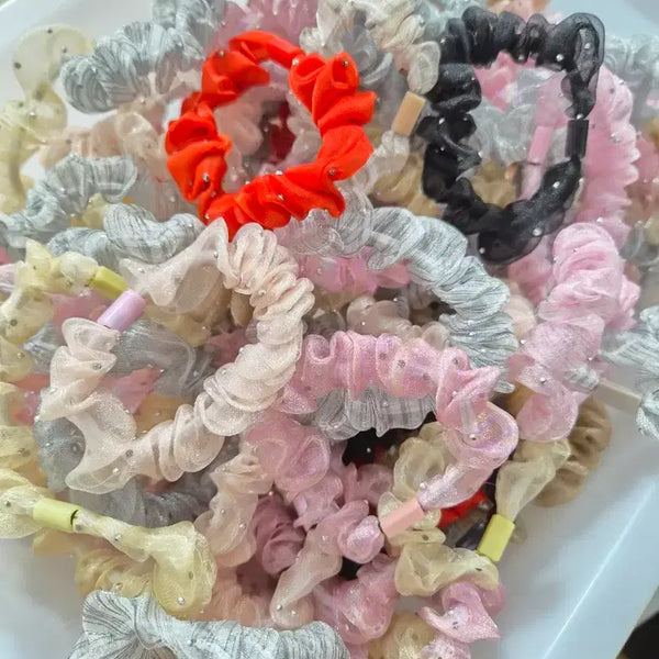 [BUNJANG] Chiffon Scrunchie Set - 100 Count Bundle / 새상품 100개 일괄 다양한 색상 쉬폰 곱창밴드 세트