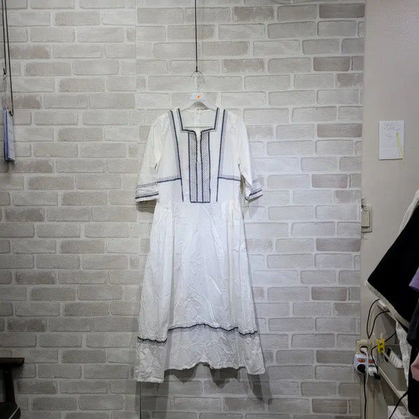 [BUNJANG] Linen Blend Dress Free Size / ㅈ201 면린넨 원피스 F