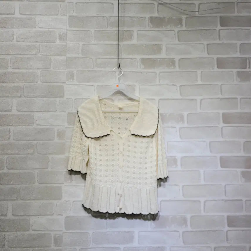 [BUNJANG] Big Collar Knit Cardigan Free Size / ㅈ203 빅카라 니트 가디건 F