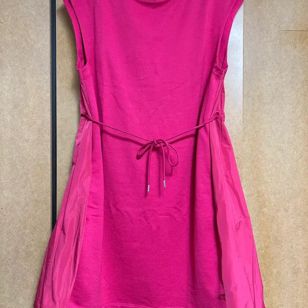[BUNJANG] Moncler Pink Sleeveless Midi Dress with Drawstring Waist / 몽클레어 새상품 원피스 S