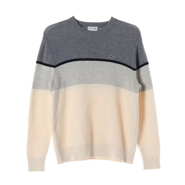 [BUNJANG] Lacoste Colorblock Wool 100% Round Neck Knit Sweater L / 라코스테 컬러블록 울 100% 라운드 니트 스웨터