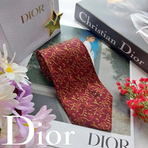[BUNJANG] Christian Dior Silk Oriental Pattern Tie (9cm) / CHRISTIAN DIOR 디올 실크 와인 골드 오리엔탈 패턴 넥타이 9cm A+등급 K3251