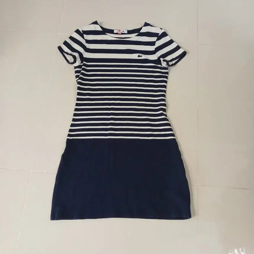 [BUNJANG] Lacoste Striped Midi Dress Navy / 라코스테 단가라 원피스 네이비