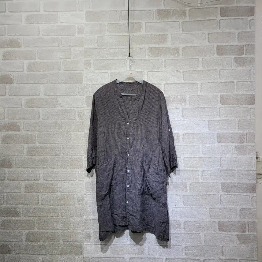 [BUNJANG] Linen Long Shirt (Size 55-66) / ㅈ219 린넨 롱셔츠 55-66