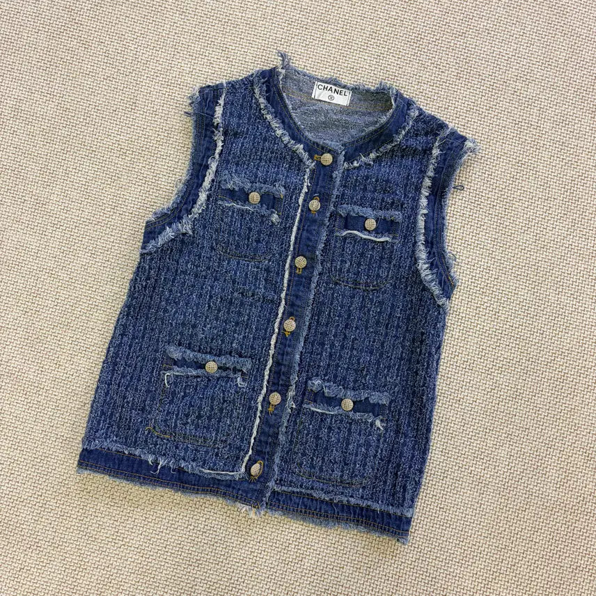 [BUNJANG] Vintage Denim Tweed Vest XL / XL 빈티지 데님 트위드 조끼 0727D1