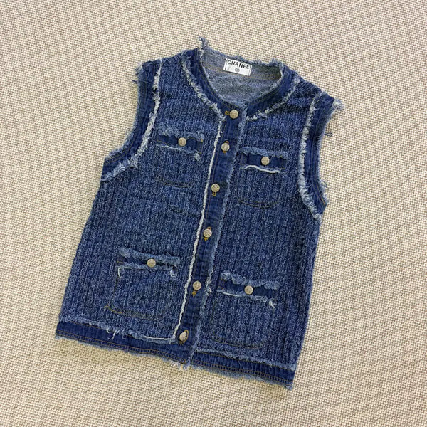 [BUNJANG] Vintage Denim Tweed Vest XL / XL 빈티지 데님 트위드 조끼 0727D1