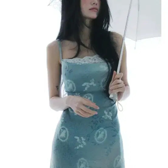 [BUNJANG] Satin Celadon One-Piece Dress / 한땀한땀생활한복 고려청자 원피스 (새틴) 옥색 팝니다