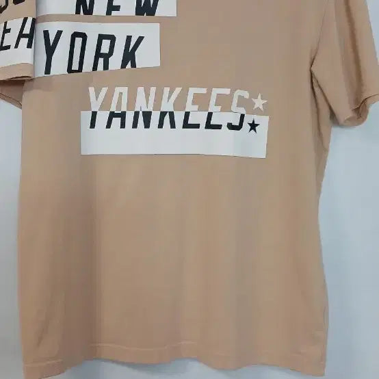 [BUNJANG] MLB New York Yankees Short Sleeve T-Shirt Beige Unisex / MLB 뉴욕 양키스 반팔 티셔츠 베이지남녀공용
