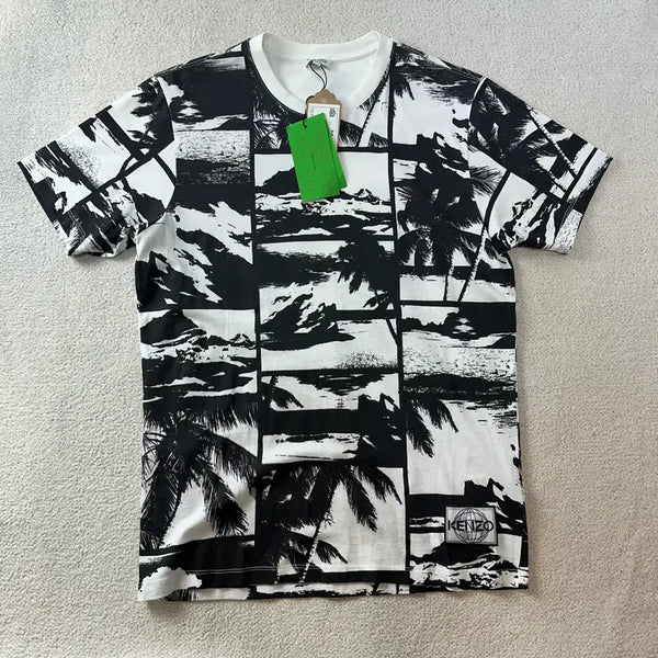 [BUNJANG] Kenzo Black & White Graphic T-Shirt / 95 겐조 블랙앤화이트 그래픽 반팔 티셔츠 #257