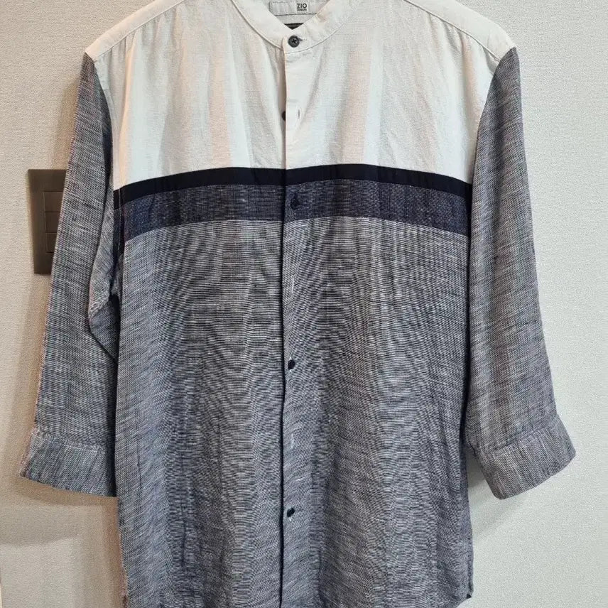 [BUNJANG] Zio Songzio Henry Neck Linen Shirt 8-Sleeve Size 105 / 105/ 지오 송지오 헨리넥 린넨셔츠 8부