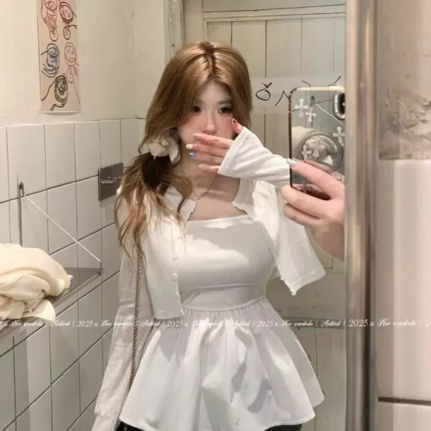 [BUNJANG] Sleeveless Dress Layered White / 나시원피스 레이어드 화이트 에이블리 테무 쉬인 타오바오 지그재그