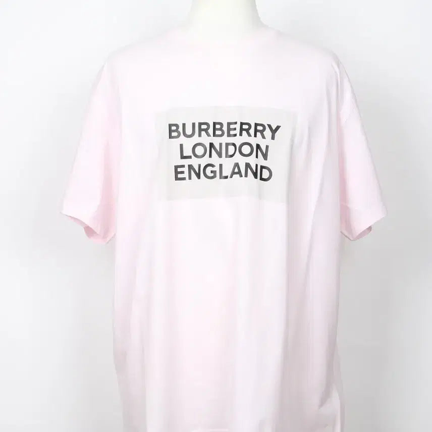 [BUNJANG] Burberry Pink Logo Print Stretch Cotton Oversized T-Shirt L (100) / 버버리 핑크 로고프린트 스트레치 코튼 오버사이즈 티셔츠 L(100)