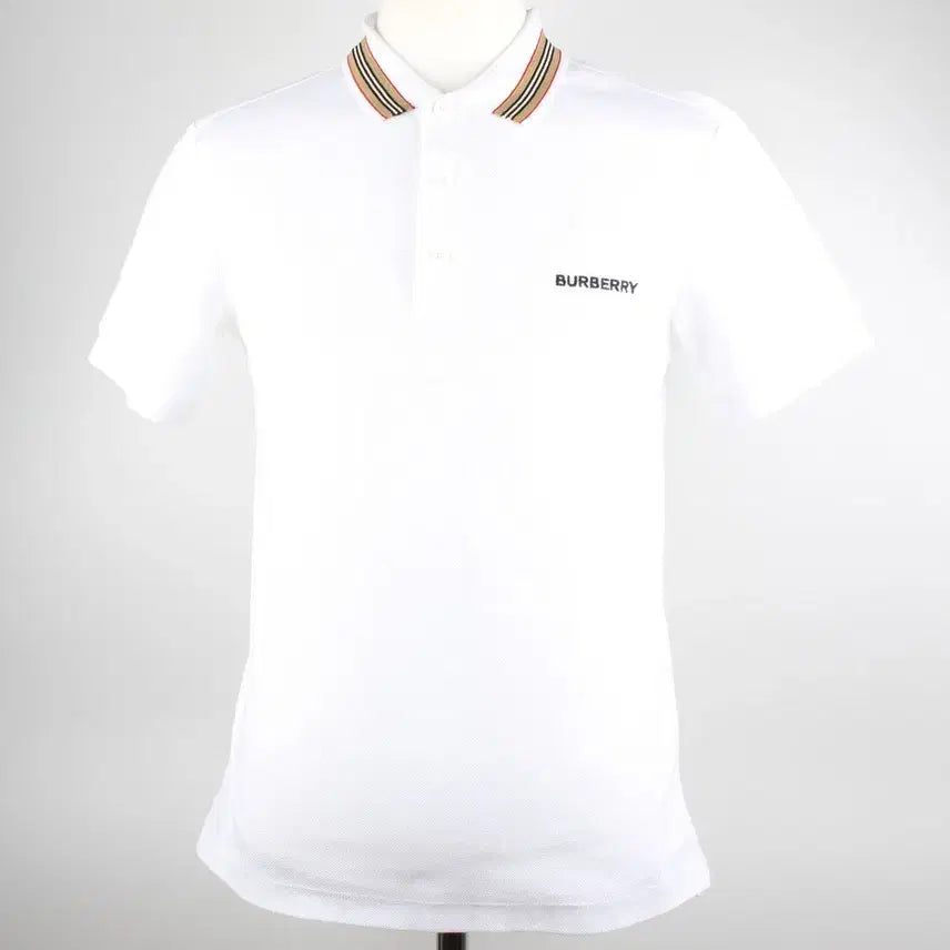 [BUNJANG] Burberry Check PK Collar T-shirt White XS / 버버리 체크 PK 카라 티셔츠 화이트 XS