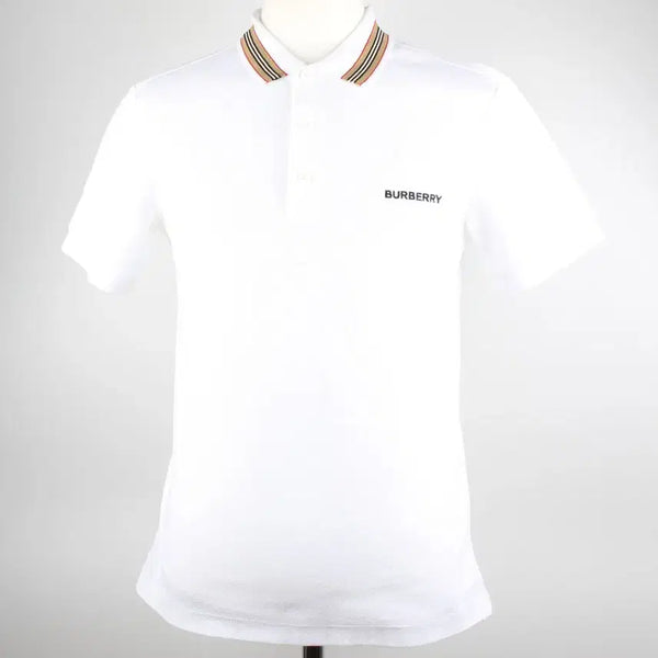 [BUNJANG] Burberry Check PK Collar T-shirt White XS / 버버리 체크 PK 카라 티셔츠 화이트 XS