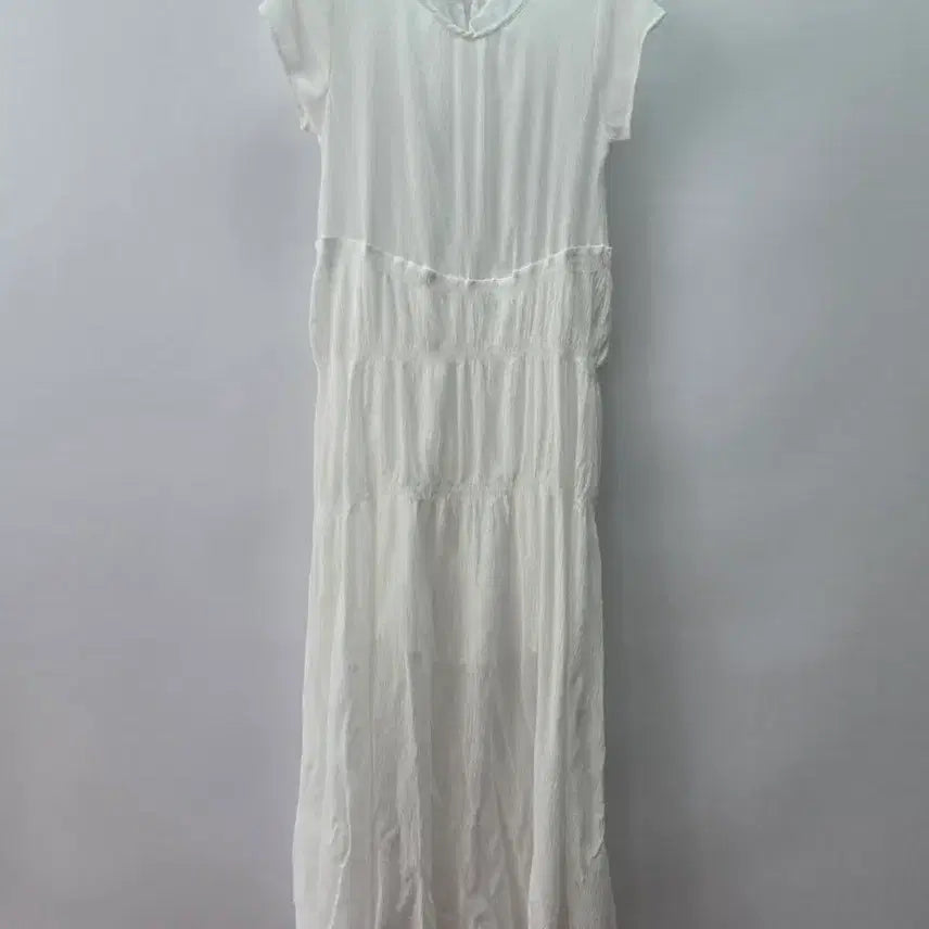 [BUNJANG] Women's Crinkle Long Dress White Free Size / 1670 여성  크링클 롱 원피스 화이트 F