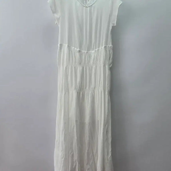 [BUNJANG] Women's Crinkle Long Dress White Free Size / 1670 여성  크링클 롱 원피스 화이트 F