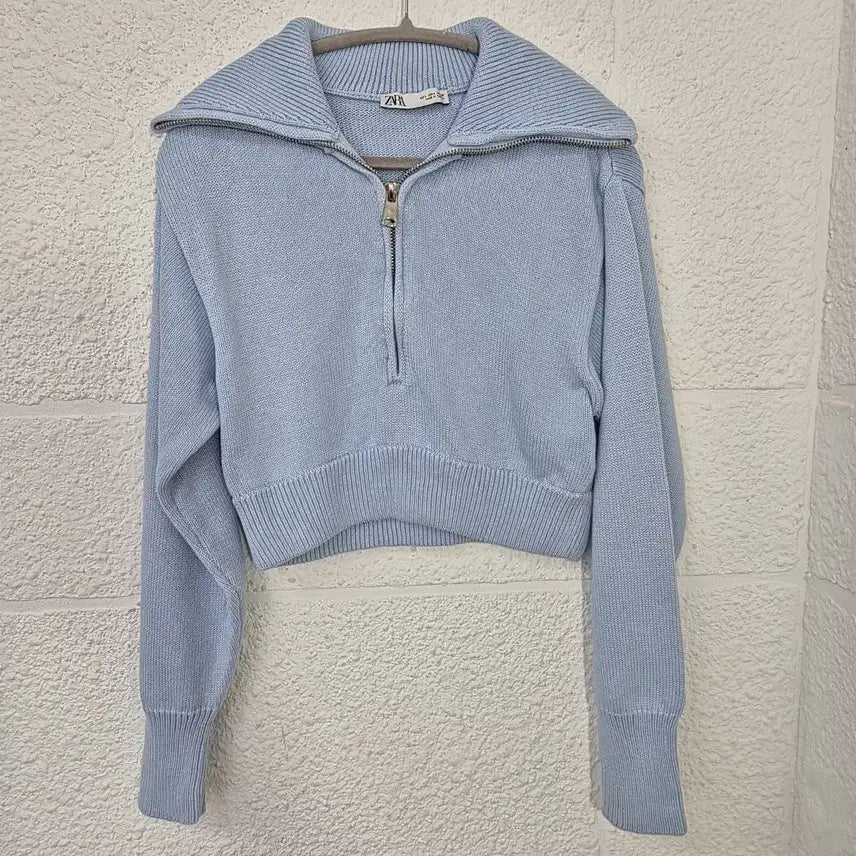 [BUNJANG] ZARA Half-Zip Knit Blue / 자라 반집업 니트 블루