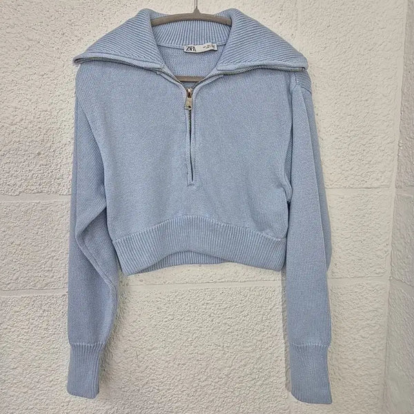 [BUNJANG] ZARA Half-Zip Knit Blue / 자라 반집업 니트 블루