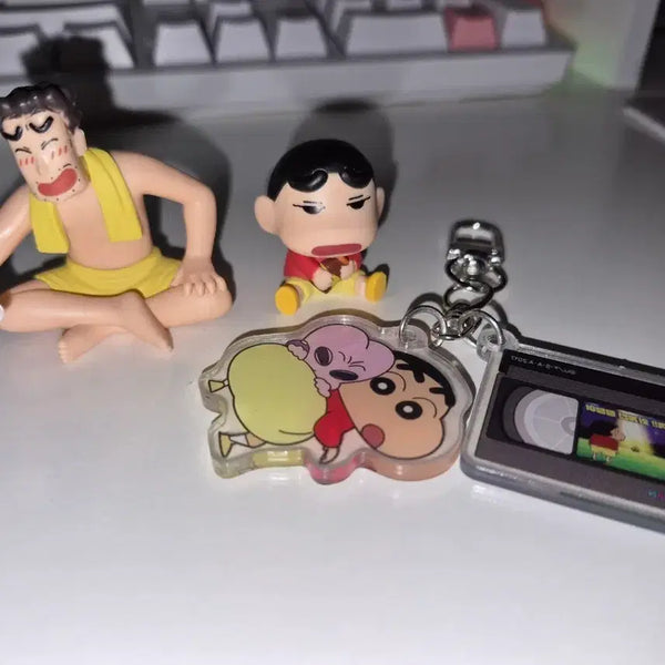 [BUNJANG] Crayon Shin-chan Figure Keyring Set - Shin-chan & Hiroshi / 짱구는못말려 피규어 키링 세트 - 짱구&신형만