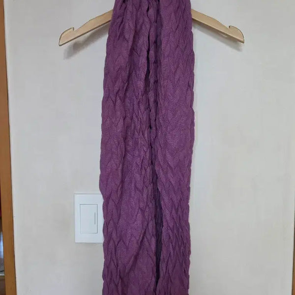 [BUNJANG] Purple Pleated Scarf / 자주색 주름 스카프