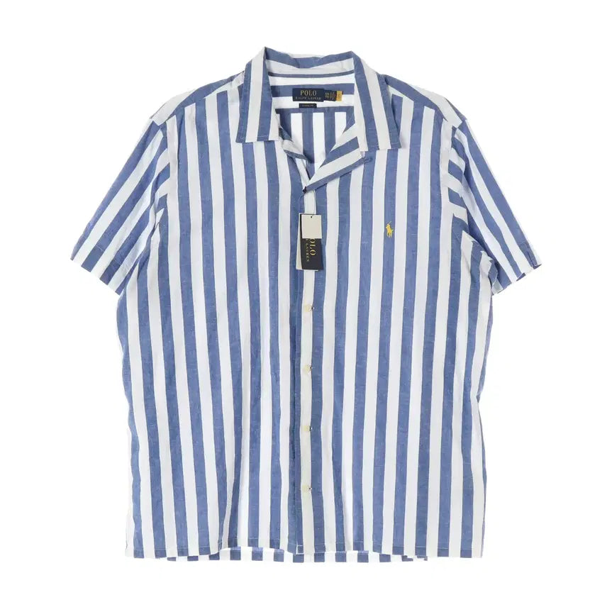 [BUNJANG] Polo Ralph Lauren 21SS QR Stripe Classic Fit Cotton Short Sleeve Shirt Blue / (새상품) 폴로 랄프 로렌 21SS 신형 QR 스트라이프 클래식핏 코튼 반팔 셔츠 블루