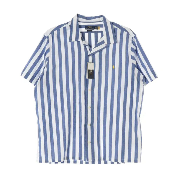 [BUNJANG] Polo Ralph Lauren 21SS QR Stripe Classic Fit Cotton Short Sleeve Shirt Blue / (새상품) 폴로 랄프 로렌 21SS 신형 QR 스트라이프 클래식핏 코튼 반팔 셔츠 블루