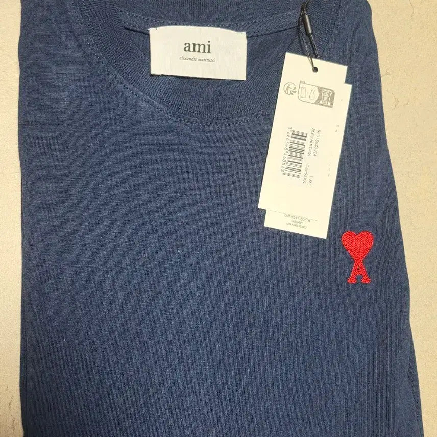 [BUNJANG] AMI Alexandre Mattiussi Logo T-Shirt Navy XS / 아미 알렉상드르마티우시 로고 반팔 티셔츠 네이비Xs