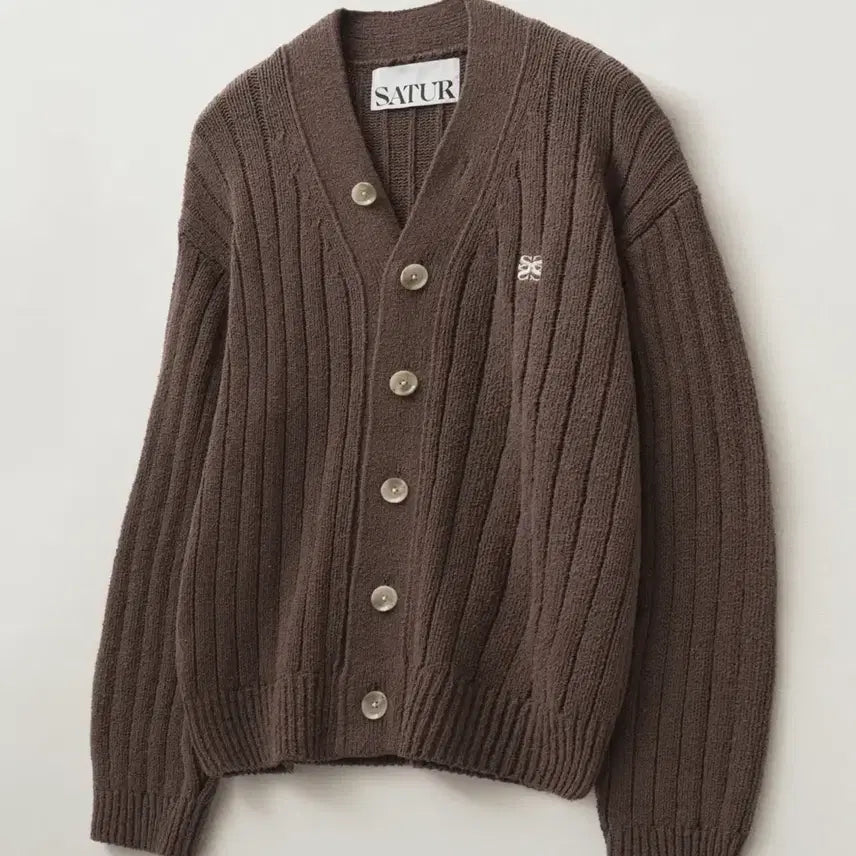 [BUNJANG] Seter Brown Logo Embroidery Cardigan / 세터 가디건 브라운