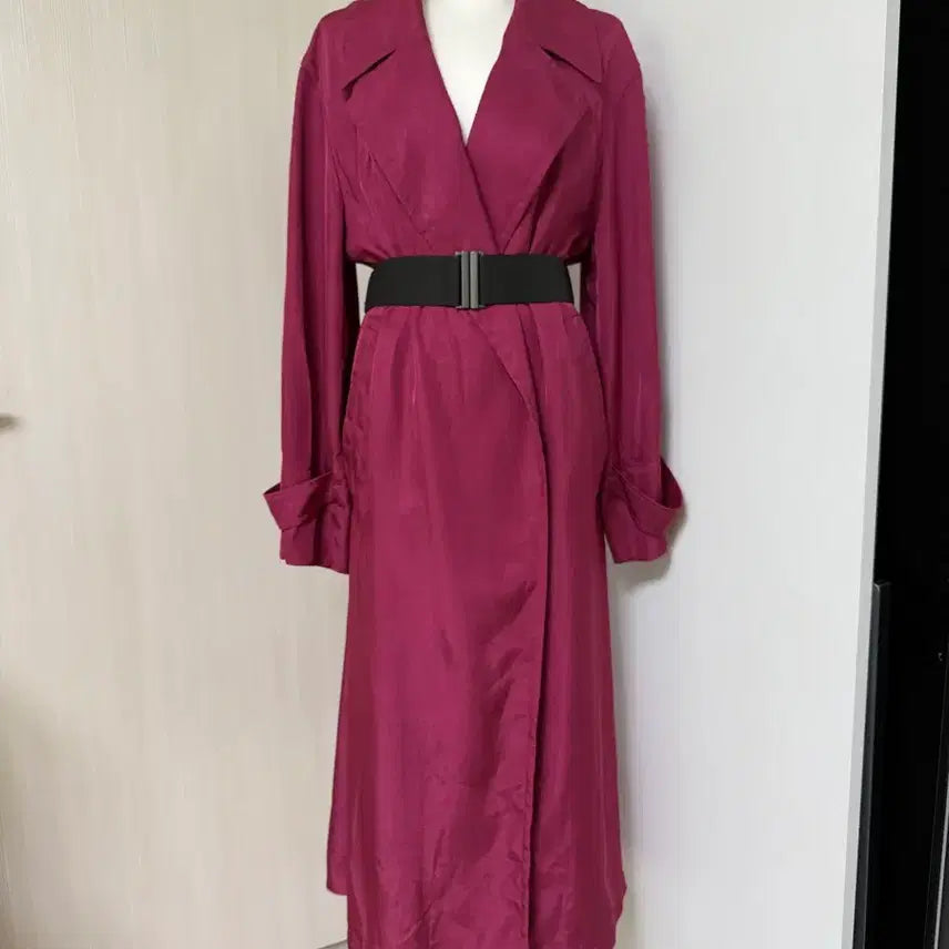 [BUNJANG] Balenciaga Trench Coat Long Dress Burgundy / 발렌시아 트렌치 코트 롱 원피스 버건디 색상