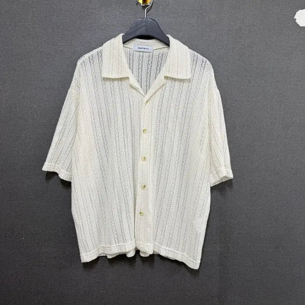 [BUNJANG] Andmore Women's Summer Short-Sleeve Knit Shirt - Ivory / And more 여성 F 여름 반팔 니트 셔츠 아이보리 BO2605