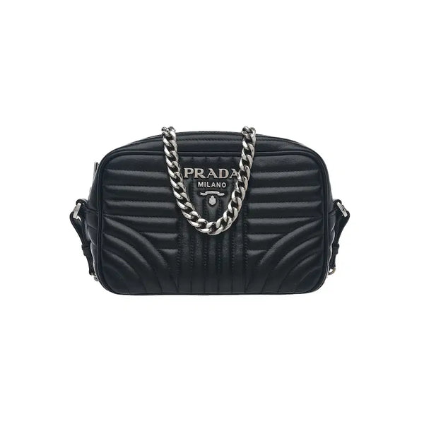 [BUNJANG] Prada Diagramme Chain Crossbody Bag Black Leather / 프라다 다이어그램 체인 크로스백