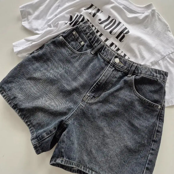 [BUNJANG] Washed Black Denim Shorts / 워싱 흑청 반바지(MT6