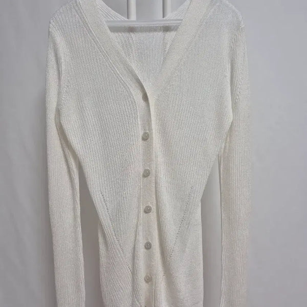 [BUNJANG] The Edge 24SS White V-Neck Summer Cardigan / 24SS 더엣지 흰색 브이넥 여름가디건