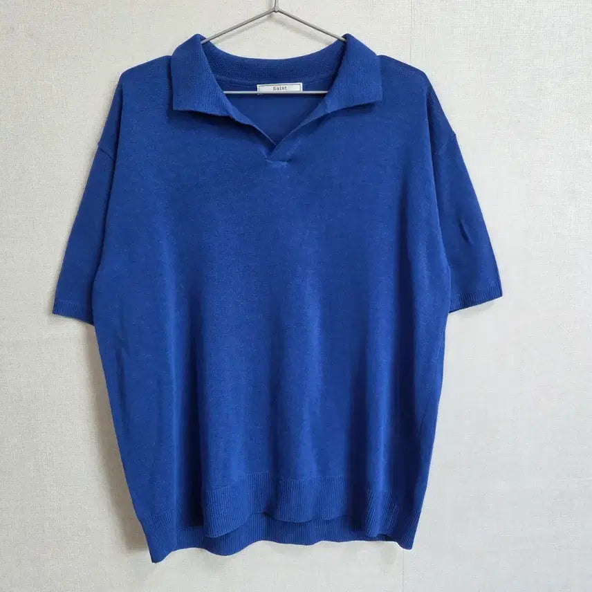 [BUNJANG] Saint Men's Summer Knit Short Sleeve Polo T-Shirt Blue F / saint 남성 여름 니트 반팔 카라티 블루 F JJ3054