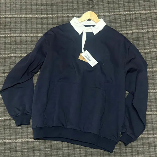 [BUNJANG] Slow Standard Navy Rugby Sweatshirt / (새상품) 슬로우 스탠다드 네이비 럭비 맨투맨