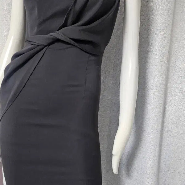 [BUNJANG] Chic Grey Zip-Lined Cap Dress / 진회색 자크 안감 캡 세련원피스..스몰..반품 42-46 길이 107