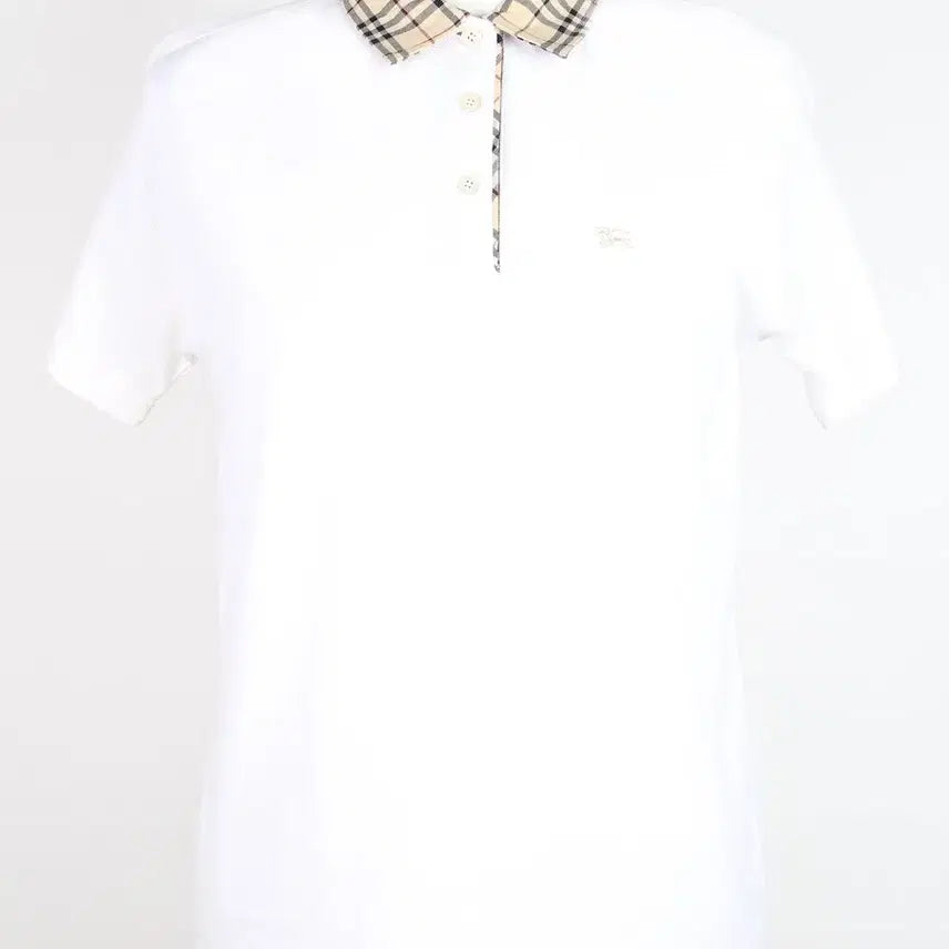 [BUNJANG] Burberry Nova Check Collar Short Sleeve T-Shirt White M / 버버리 노바체크 넥 반팔 카라 티셔츠 화이트 M